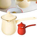 Miniatyrbild 3 av 5: Mini emaljerad mjölkpanna Multipurpose mjölkvarmare med lock Hög temperaturbeständig emaljvara Light Yellow 700ML