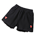 Pikkukuva 1 / 5: Tyttöjen väljät denim-shortsit sydänkirjailulla, rennot ja mukavat shortsit matkoille, arkikäyttöön ja kotiin Black 100cm