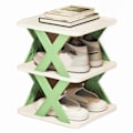 Miniatyrbild 1 av 5: Skoställ i plast, stapelbart, gör-det-själv, fri kombination, skohylla i flera nivåer för hall The Nordic Green Three Layers