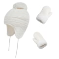 Miniatyrbillede 4 af 5: Børne Vinter Ørevarmer Hue Pompon Strikket Hat Tyk Handske Vante Varmer Sæt Wine Red