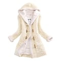 Miniatyrbillede 5 af 5: Dame Hætte Cardigans Tyk Plysforet Strikket Sweater Frakke Med Lommer Gray 2XL