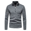 Miniatyrbilde 1 av 3: Herre Ensfarget Halv Glidelås Høy Hals T-skjorte Genser Langermet Casual Pullover Topper Dark Gray S