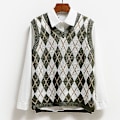 Miniatyrbillede 1 af 4: Strikket Vest, Afslappet Pullover Elastisk Sweater Green M