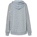 Miniatyrbild 3 av 5: Damtröjor Spets Patchwork Långärmad Huvtröja Casual Fashion Tunika Pullover Stylish Elegant Sweatshirt Dragsko Jumper Toppar Med Ficka Light Grey S