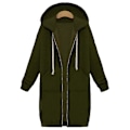 Miniatyrbild 1 av 3: Ledig Dam Långa Huvtröjor Sweatshirt Jacka Dragkedja Ytterkläder Huvjacka Ytterkläder Toppar-b Army Green L