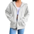 Miniatyrbillede 1 af 2: Dame Sweatshirt Hættetrøjer Frakke Ensfarvet Afslappet Løs Jogging Hættejakke Langærmet Fuld Lynlås Snøre Beige M