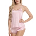 Miniatyrbild 1 av 5: Sovkläder Sexig Underklädesset Glansig Satin Slim-fit Underkläder För Unga Kvinnor Damer Vuxna Pink M