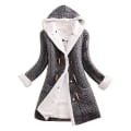 Miniatyrbillede 3 af 5: Dame Hætte Cardigans Tyk Plysforet Strikket Sweater Frakke Med Lommer Apricot S