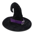 Pikkukuva 1 / 5: Halloween Taivutettu Sarvihattu Juhlahattu Noidanhattu Velhonhattu Lankahattu Painettu Kurpitsa Hattu Mustakärkinen Hattu Purple Webbing  Silver Buckle Angled Cap