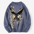 Miniatyrbillede 4 af 5: Dame Sweater Sommerfugl Jacquard Løs Casual Pullover Mode Varm Sweater Til Efterår Vinter Blue XL