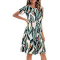 Miniatyrbillede 5 af 5: Dame Sommerkjole T-shirt Strand Sommerkjole Afslappet Plus Size Løs Swing Kortærmet Løs Tunika S-2xl M