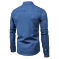 Pikkukuva 1 / 2: Miesten yksivärinen pystykauluspaita, rento, bisnes, pitkähihainen, napillinen T-paita, pusero Navy Blue XL