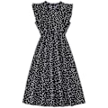 Miniatyrbillede 1 af 5: Dame Polkaprikket Kjole Plus Size Print Lang Kjole Til Strandbrug Black And White Heart XL