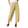 Miniatyrbillede 1 af 4: Dame Ensfarvede Elastiske Løse Cropped Bukser Sommer Casual Lange Bukser Khaki 2XL