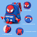 Miniatyrbild 2 av 5: Spiderman Tryckt Ryggsäck Skolväska Vattentät Utomhus Reseryggsäck För Barn Pojkar Dark Blue