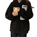 Miniatyrbillede 1 af 5: Langærmet hættejakke til kvinder, koreansk version med sødt bjørneformet design, velegnet til sammenkomster med venner Black XL