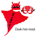 Miniatyrbild 1 av 2: Dinosauriekappa Hatt Mask Barn Föreställningskläder Halloween Jul Cosplay Kläder red