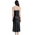 Miniatyrbild 3 av 5: Dam Satin Nattlinnen Lång Chemise Sexig Ärmlös Sidoslits Nattklänning Spaghettiband Sovkläder Black L