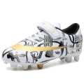 Miniatyrbilde 1 av 4: Fotballsko for barn, gutter og jenter, ankelstøvler, fotballsko for gress, trening, sportssko, sneakers Yjx157a WhiteGold 33