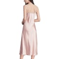 Miniatyrbilde 3 av 3: Dame Sateng Nattkjoler Lang Chemise Sexy Ermeløs Sidesplitt Nattkjole Spaghettistropp Nattøy Pink 2 XS