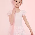 Pikkukuva 2 / 3: Tyttöjen röyhelöhihainen balettitanssimekko Tutu-hameella varustettu trikoo Pink 140cm