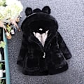 Miniatyrbillede 2 af 3: Børn Piger Vinter Fluffy Faux Pels Hættefrakke Fleece Tyk Varm Jakke Overtøj Black 3-4 Years