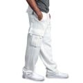 Miniatyrbillede 2 af 5: Herre Fleece Joggingbukser Cargo Combat Træningsbukser Baggy Bukser Sweatpants White XL