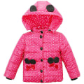 Miniatyrbild 1 av 2: Flickor Mickey Mouse Vadderad Jacka Pufferjacka Prickig Huva Ytterkläder Rose Red 2-3 Years