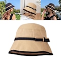 Miniatyrbild 1 av 5: Vår sommar solhatt dam båge elegant färgmatchning solhatt mode fiskare hatt kvinnor, vit Brown