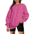 Miniatyrbillede 1 af 4: Dame Oversized Sweatshirts Hættetrøjer Fleece Crew Neck Pullover Sweaters Casual Komfortabelt Efterårsmode Tøj Pink M