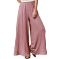 Miniatyrbillede 1 af 2: Dame Ensfarvede Elastiske Talje Vide Ben Flared Bukser Sommer Casual Løse Lange Bukser Red 2XL