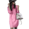 Miniatyrbilde 2 av 3: Dame Turtleneck Genser Kjole Langermet Jumper Kjoler Pink M