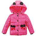 Miniatyrbillede 1 af 2: Børn Piger Vinter Fleece Foret Vatteret Puffer Jakke Hætte Polka Dot Quiltet Frakke Overtøj Rose Red 2-3 Years