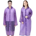 Miniatyrbillede 1 af 5: Genanvendelig regnfrakke til voksne, unisex nødregnfrakke, regnfrakke med hætte og snøre purple M