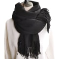 Miniatyrbillede 2 af 5: Dame Tørklæde Tæppe Tørklæde Dame Cashmere Følelse Cashmere Sjal Black