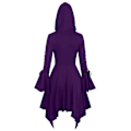 Miniatyrbillede 2 af 5: Gotisk Hætte Cape Frakke til Kvinder, Uregelmæssig Langærmet Jakke Purple XL