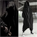 Miniatyrbild 4 av 5: Unisex Långärmad Hooded Nazgul Lång Kappa Dragkedja Fleecefodrad Lång Hoodie Gray XL