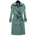 Miniatyrbild 1 av 5: Klassisk trenchcoat för damer, mellanlång, mode, vindtät jacka för höst, vår och vardagsbruk Bean Green 4XL