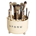 Miniatyrbillede 1 af 5: Roterende makeupbørsteholder til skrivebord, kosmetikpenneholder, opbevaringsstativ, bærbar skrivebordsorganisator Cream White 21 Grid