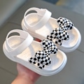Miniatyrbillede 1 af 5: Sommer Baby Pigesko 0-7 år Børnesko Mode Sød Blomst Prinsesse Børnesandaler Piger Småbørn Baby Bløde Åndbare lattice bow white 26Insole 15.5cm