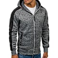 Miniatyrbilde 3 av 5: Herre Colorblock Langermet Hettegenser Sport Fritid Glidelås Hettejakke Yttertøy Med Lommer Light Grey L