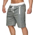 Miniatyrbillede 2 af 3: Herre Ensfarvede Strand Half Pants med Snøre Sommer Casual Elastisk Talje Badebukser Shorts Badetøj Light Grey L