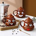 Miniatyrbild 1 av 4: Söt bajs keramik vattenmugg Bajs mugg Bajs skämtgåva Smiling face