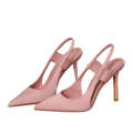 Miniatyrbillede 2 af 5: Pink højhælede sko til kvinder, tynde højhælede mules, slanke hæle, elegante sandaler Pink 37