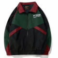 Miniatyrbild 1 av 5: College-stil Varsity Jacka Herr Vår Bokstav Broderi Bomberjacka Casual Street Lös Patchwork Dragkedja Kappa Dam Par BLACK S 40 to 47kg