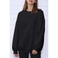 Miniatyrbillede 3 af 4: Dame Oversized Sweatshirts Hættetrøjer Fleece Crew Neck Pullover Sweaters Casual Komfortabelt Efterårsmode Tøj black M