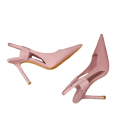 Miniatyrbillede 3 af 5: Franske Designer Dame Pink Høje Hæle, Tynde Høje Hæle Mules Slanke Hæle Elegante Sandaler Sko Pink 35