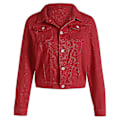 Miniatyrbillede 4 af 5: Dame Solid Denim Jakke Langærmet Ming Cardigan Suit Lomme Frakke Top Red M