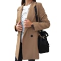 Miniatyrbillede 2 af 4: Dame Overfrakke Trenchcoat Blazer Jakke Overtøj Khaki 2XL