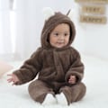 Miniatyrbillede 2 af 5: Nyfødt Hætte Romper Jumpsuit Behagelig At Bære Med Sødt Dyredesign Til Fødselsdagsgaver Nytårsgaver Khaki 6-9m